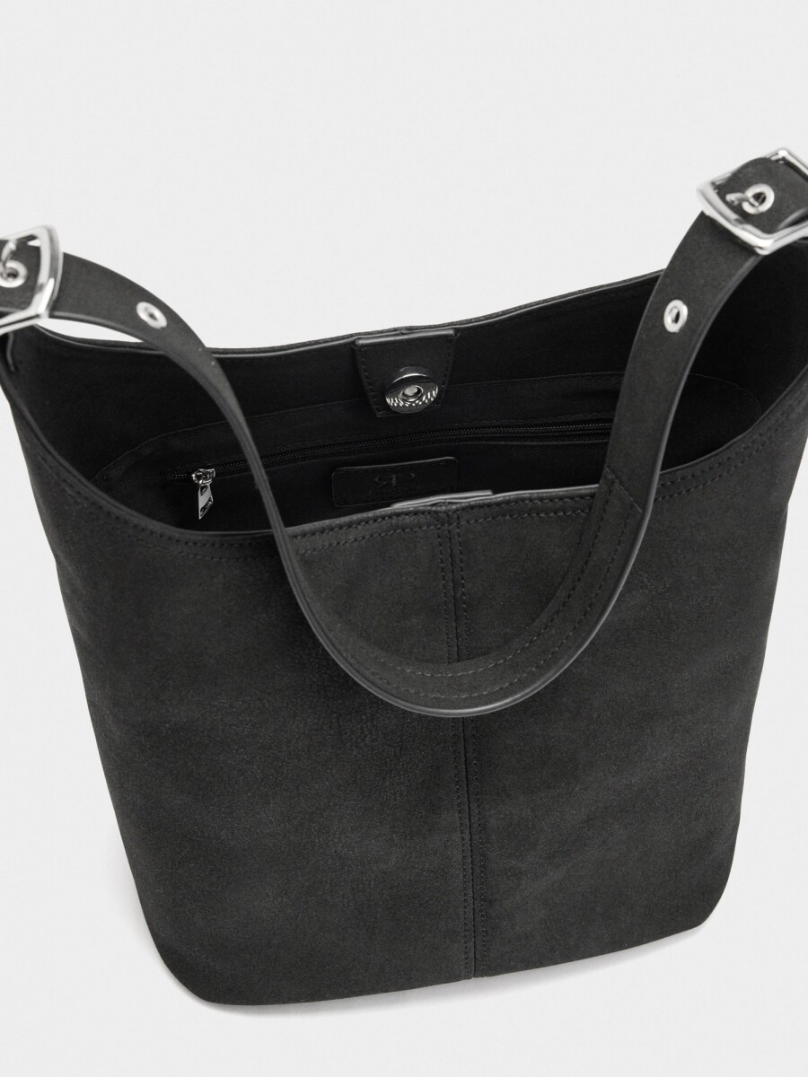 Bolso De Hombro Efecto Piel negro