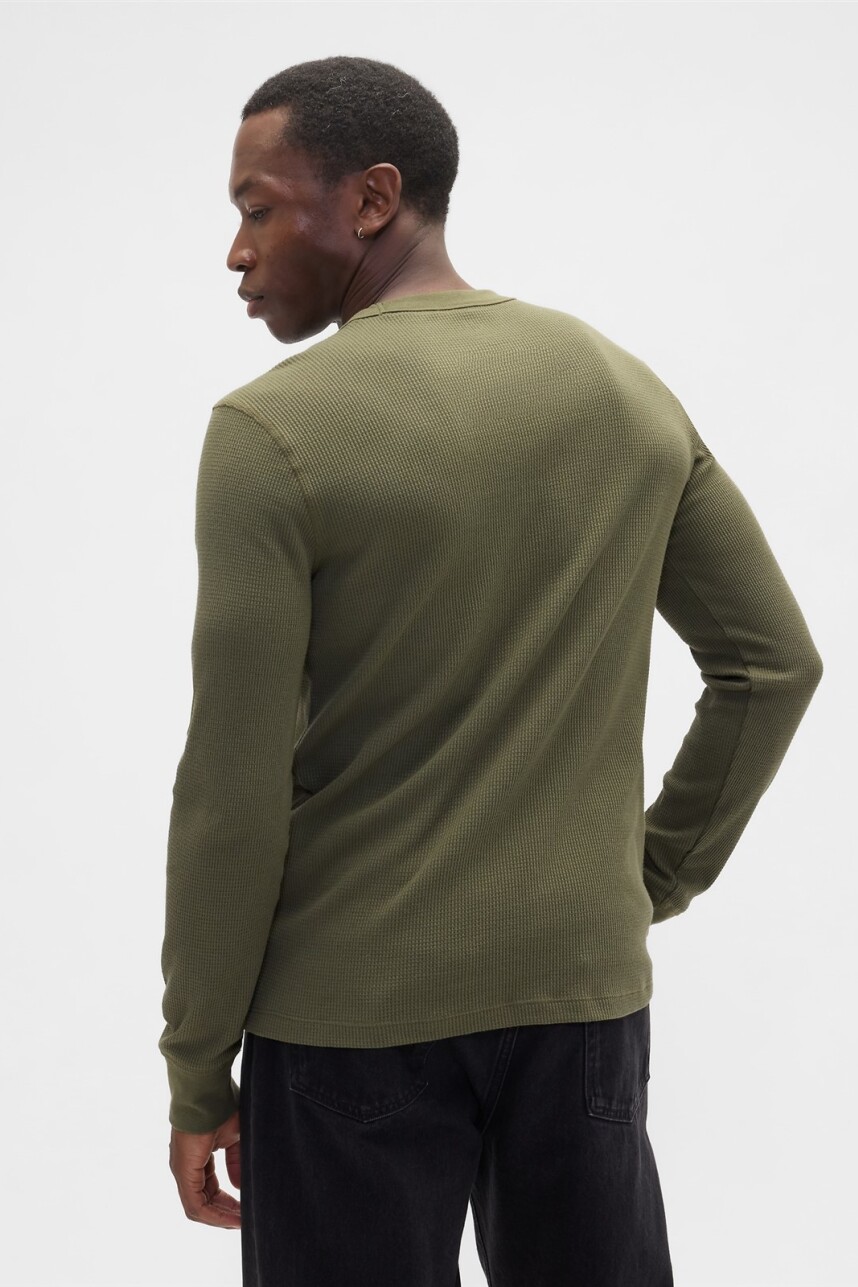 Remera Waffle Hombre Army Jacket Green