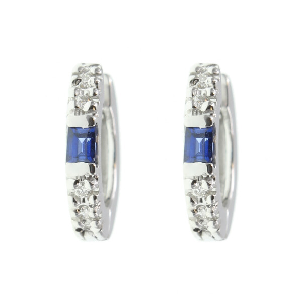 Aros Mila en Oro Blanco 18k con Brillantes y Zafiros Aros Mila en Oro Blanco 18k con Brillantes y Zafiros