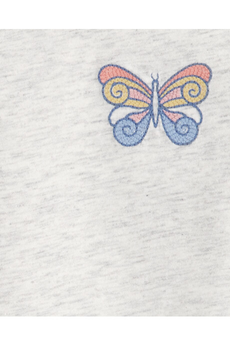 Remera de algodón con bordado mariposa Sin color