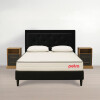 JUEGO DE DORMITORIO SOMMIER MESA DE LUZ RESPALDO ALMOHADA NEGRO Juego De Dormitorio Sommier Mesa De Luz Respaldo Almohada Negro