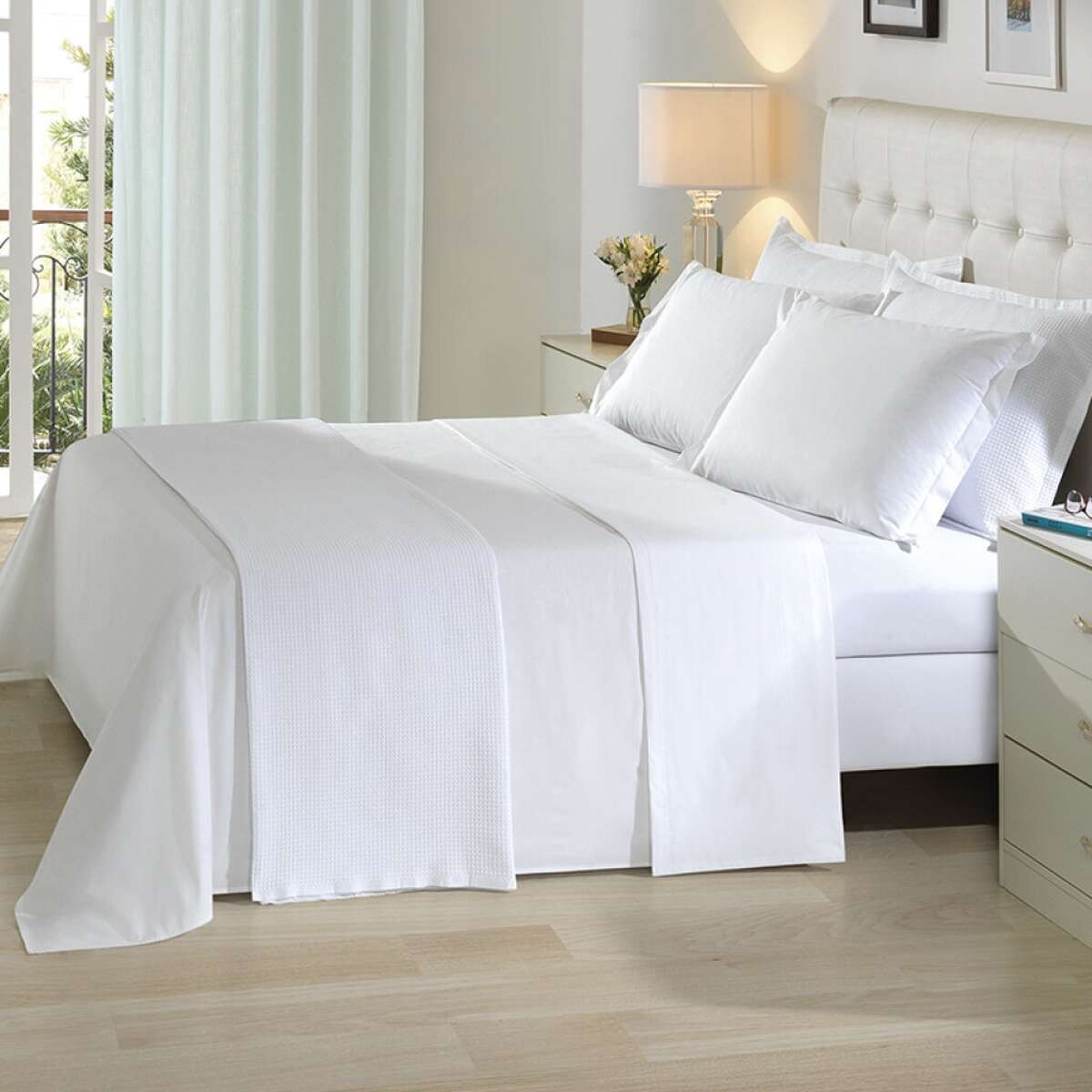 Juego Sábanas Queen Size Dohler 150 Hilos 100% Algodón - Amy 99 Blanco 