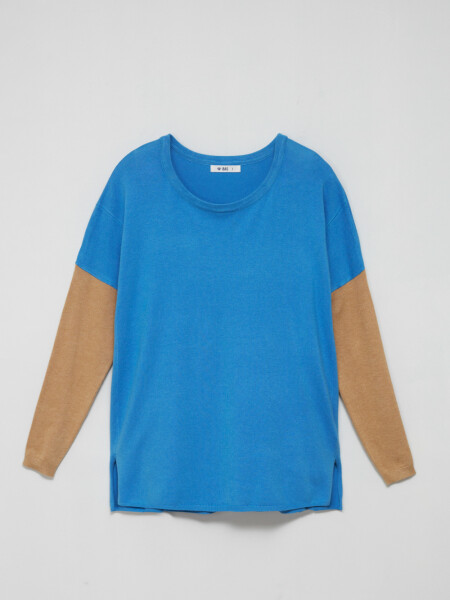 Sweater de punto combinado Turquesa