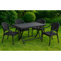 Mesa Comedor Plegable Exterior 1.20m + 4 Sillas Jardin Negro