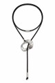 Collar con cordon y dijes de acero plateado