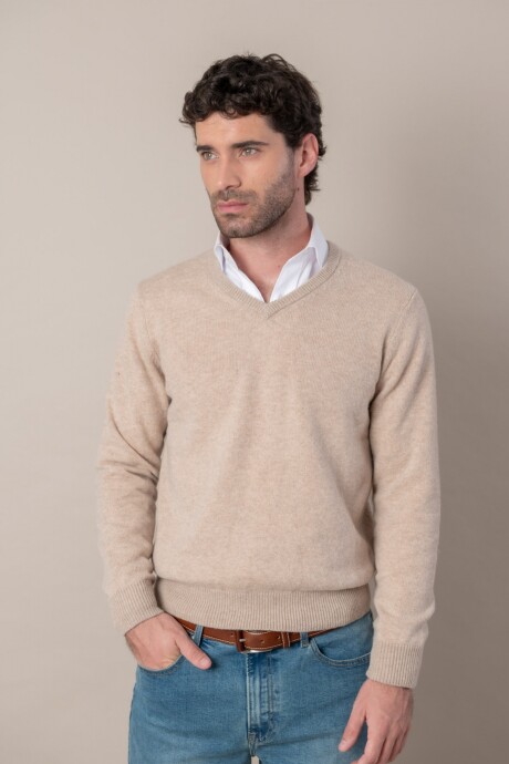 Sweater V lambswool Beige