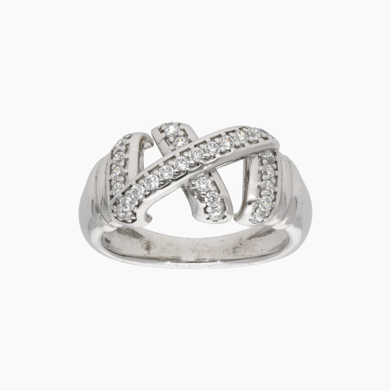 Anillo en plata 925 con circonias entrelazadas Anillo En Plata 925 Con Circonias Entrelazadas