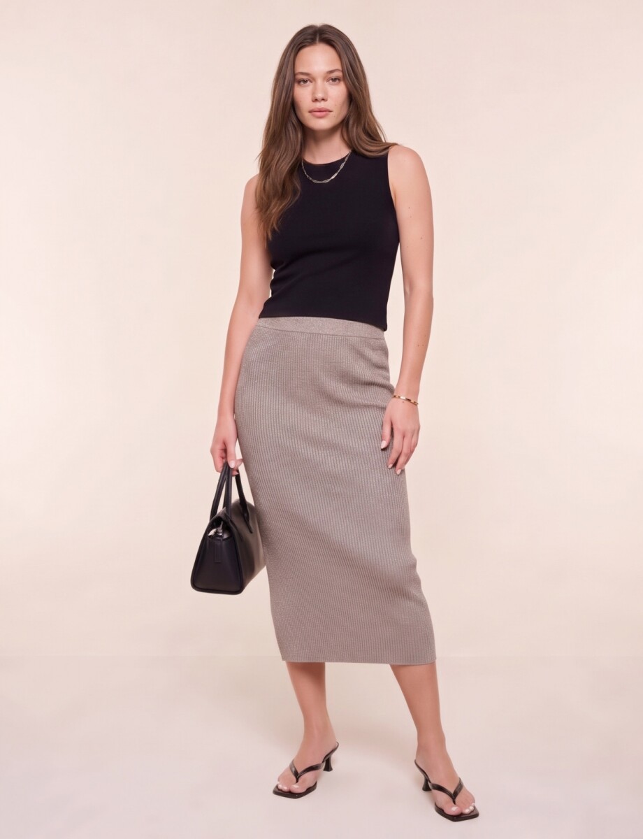 Falda Midi Tejida - Gris 