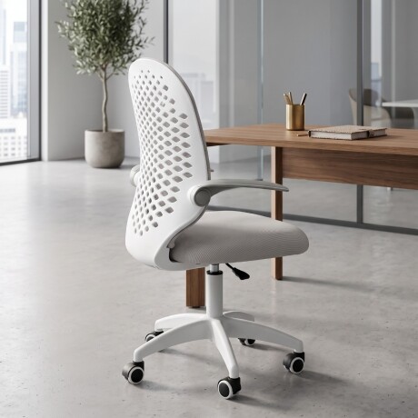SILLA DE OFICINA ERGONÓMICA GIRATORIA CON RUEDAS ASIENTO REGULABLE GRIS