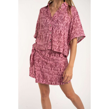 Camisa Estampada Lurex Rosa