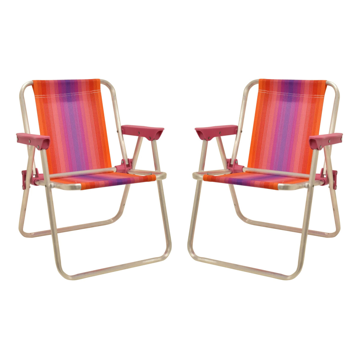 Set X2 Sillas Playa Plegables Infantiles Aluminio Alta Mor - Coral/violeta 
