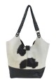Tote bag de cuero Negro con blanco
