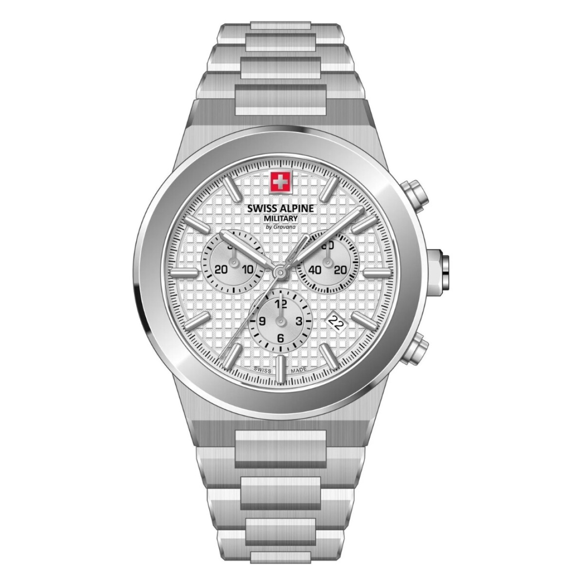 Reloj Swiss Alpine Military Pioneer 7048.9132 para hombre con correa de acero - Plateado 