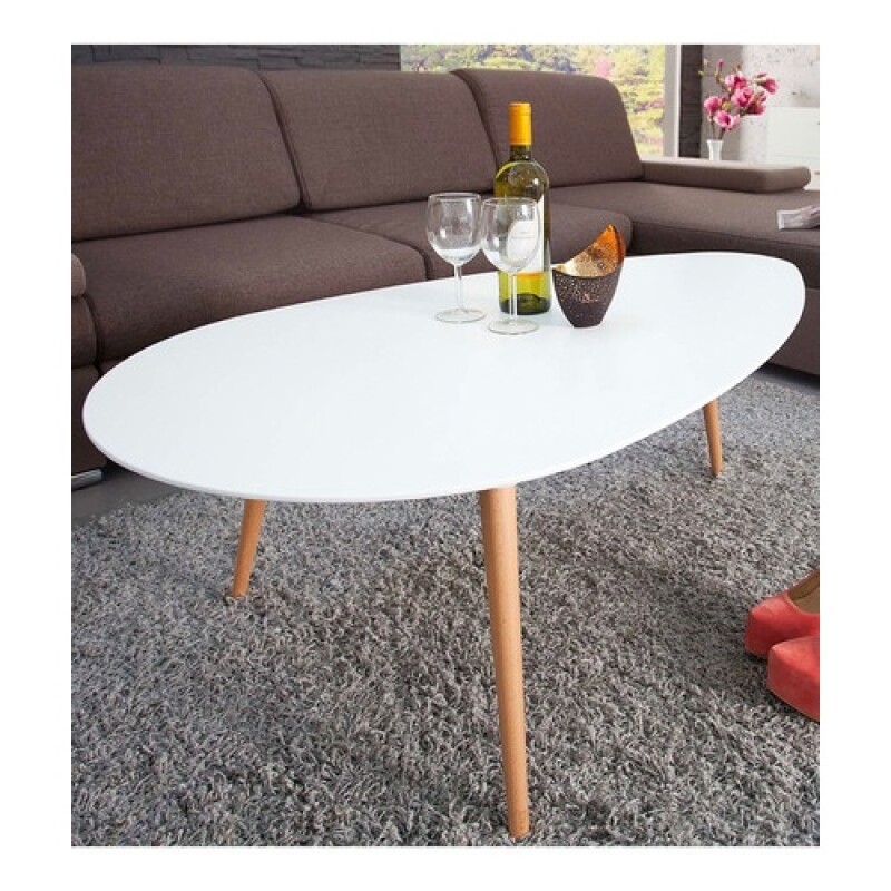 Mesa céntrica Selecta en madera de bamboo 99x70x46cm Blanco