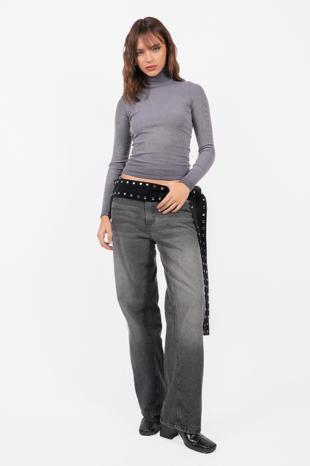 Top Polera Patch Gris