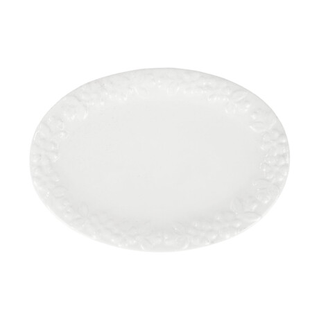 Plato oval de ceramica labrado con flores Plato oval de ceramica labrado con flores