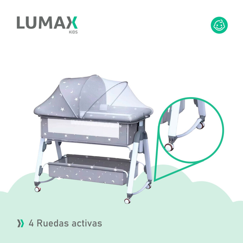Cuna Colecho Moises con Ruedas y Mosquitero Bebe Gris