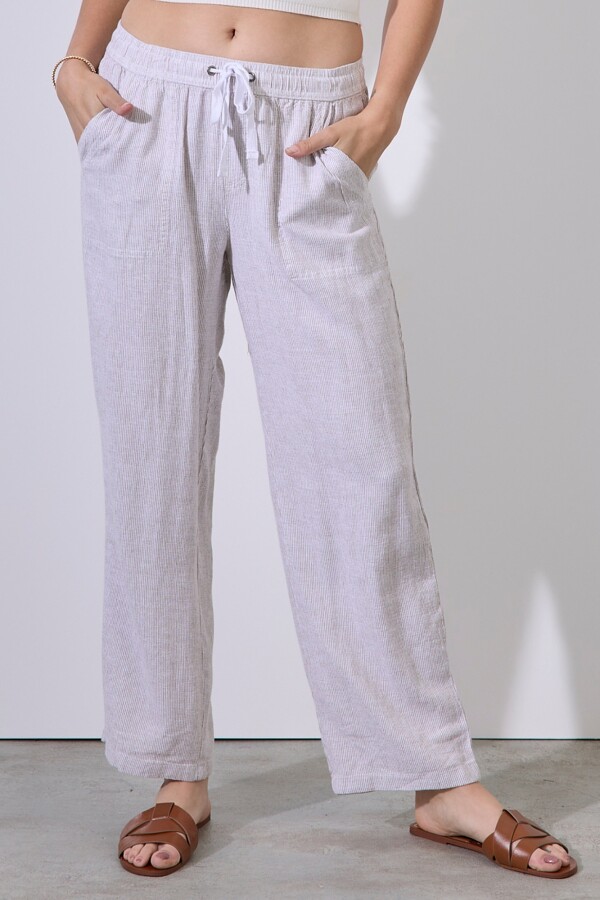 Pantalon Lino BEIGE/MULTI