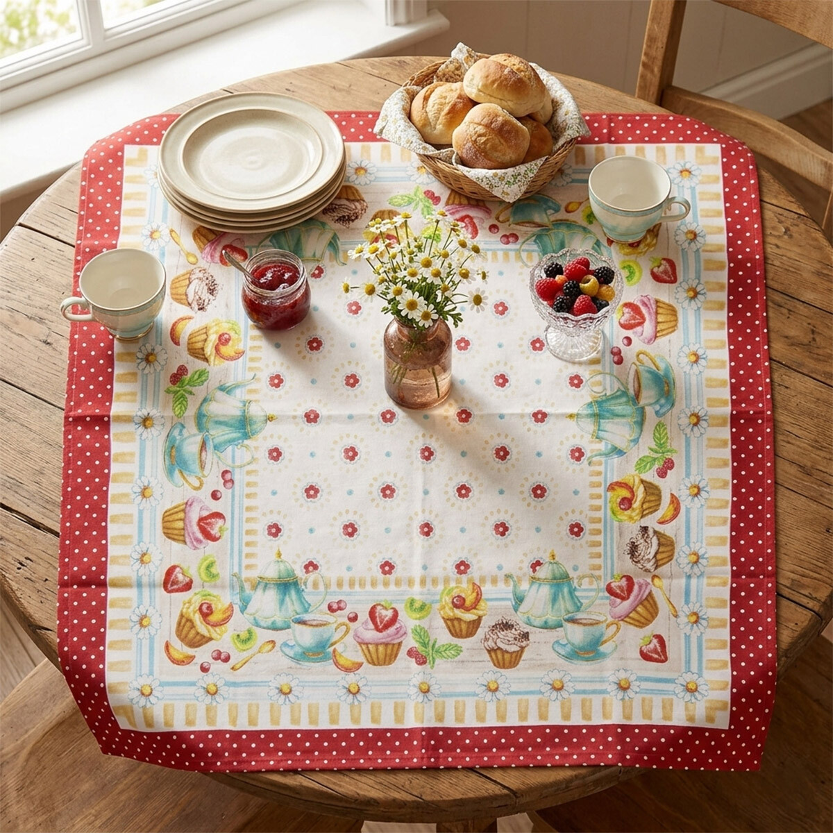 Mantel Atenas Dohler 78 x 78 cm 100% Algodón - CUPCAKE LEA 01 