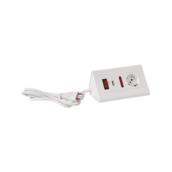 Alargue escritorio ficha 3L c/int. SCH+3L+USB 1.5m ELE03326