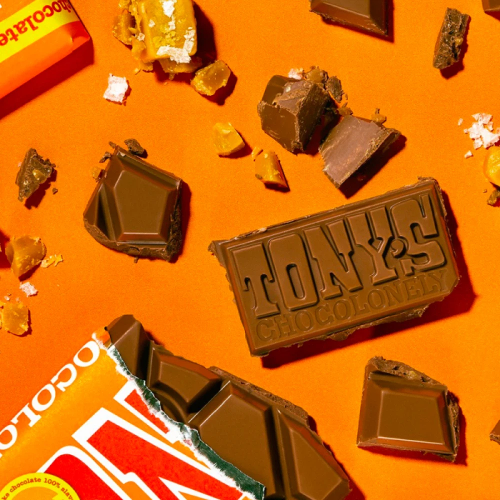 Tony's Chocolonely leche, caramelo y sal de mar