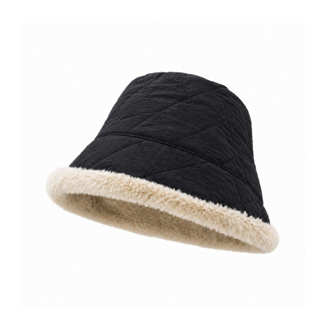 Gorro piluso puffer con corderito Negro