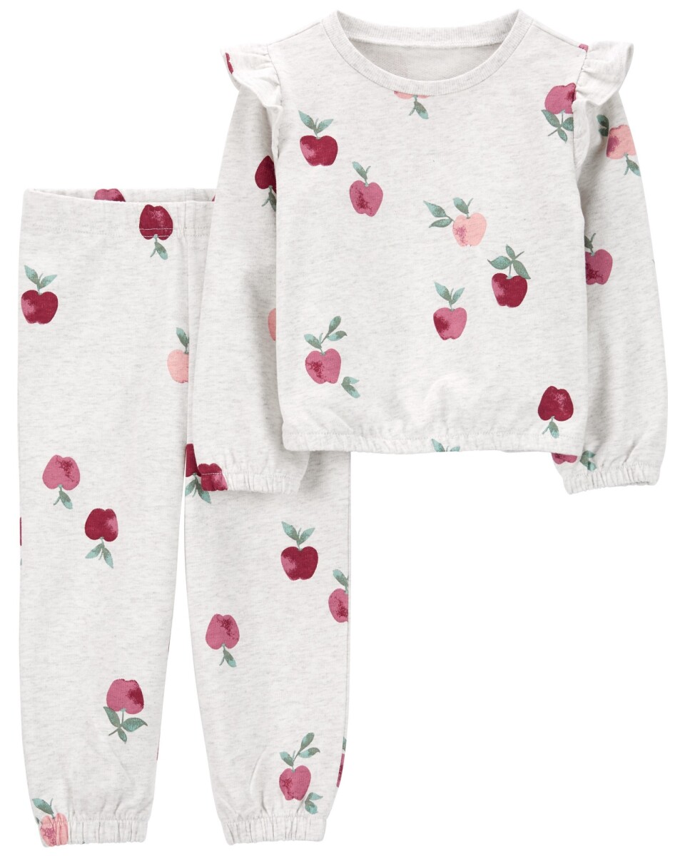 Set dos piezas pantalón y buzo de algodón, diseño manzana 