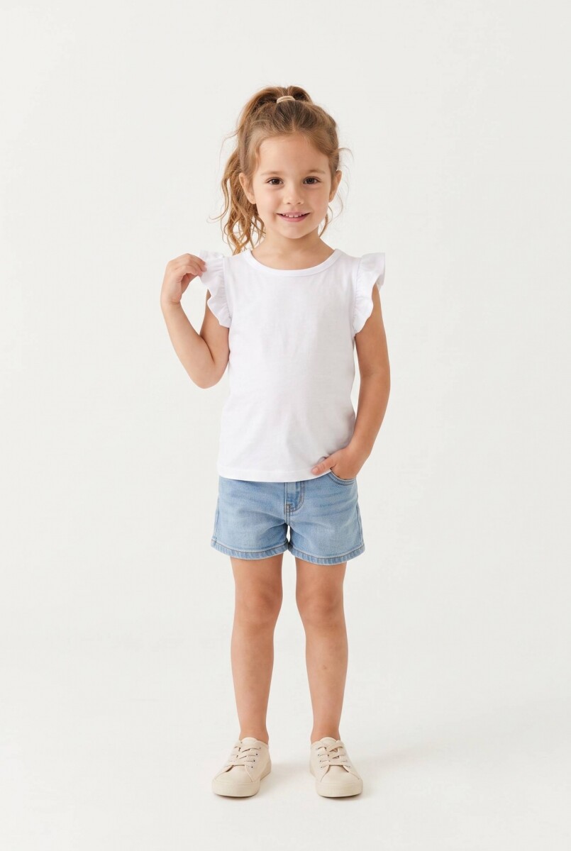 Remera con volados en hombro - Blanco 