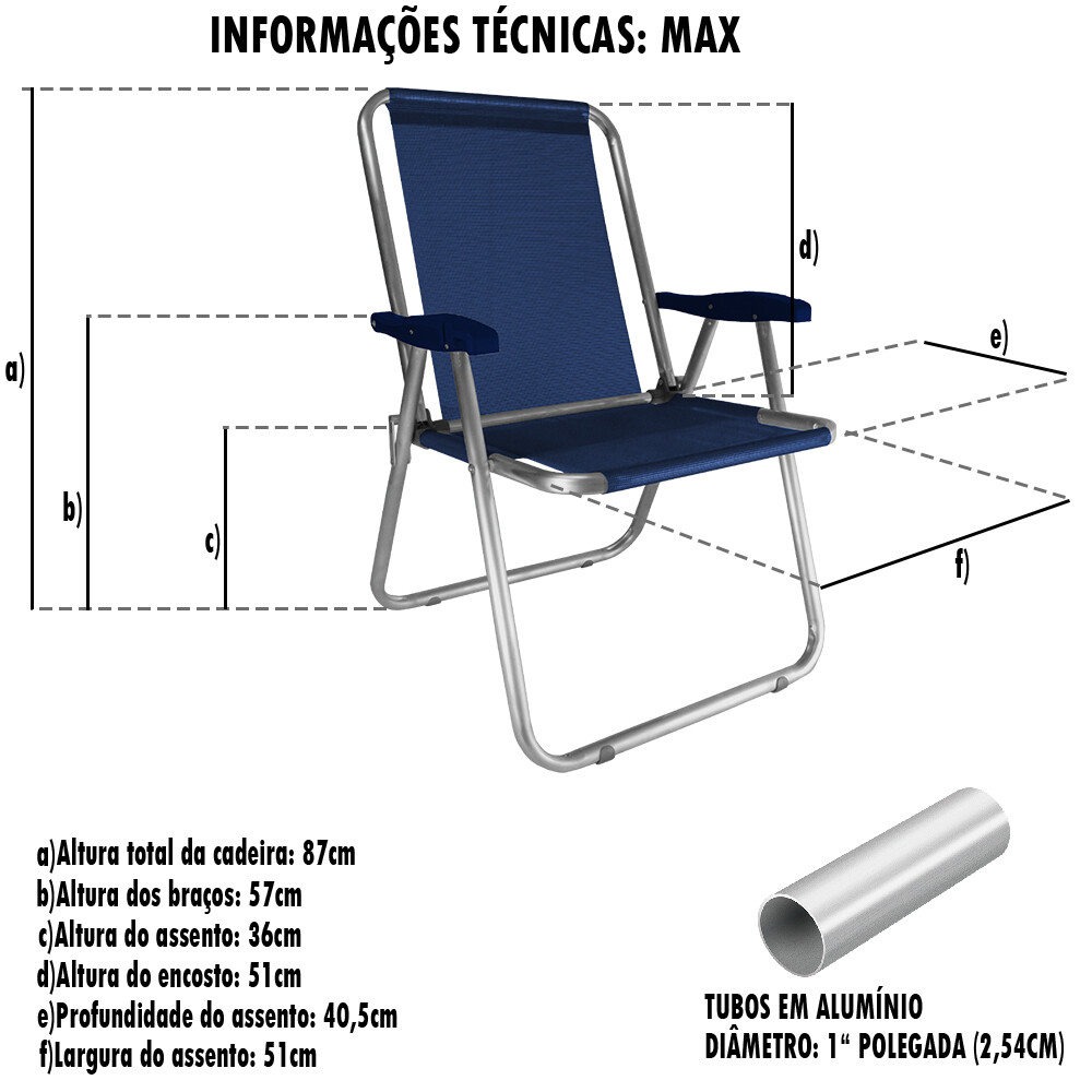Sillón Max Aluminio Zaka Super Resistente 140 KG GRIS