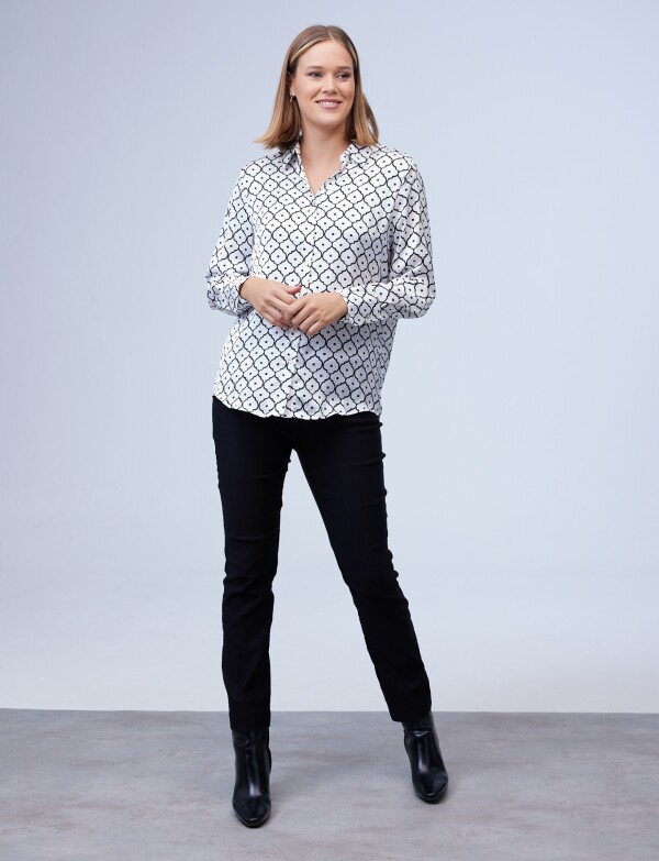 Camisa Satén Print BLANCO/NEGRO