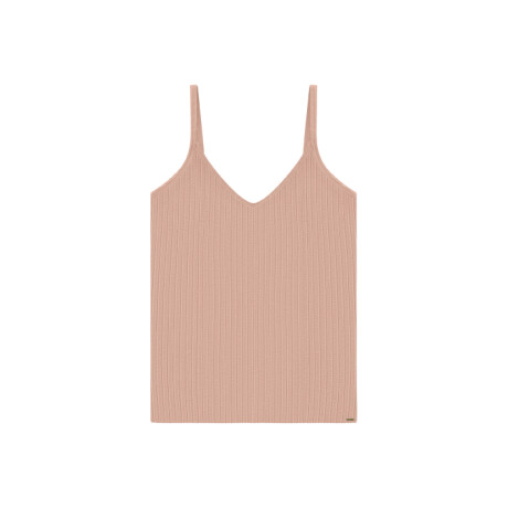 Musculosa Canalé cuello en V Rosa Pastel