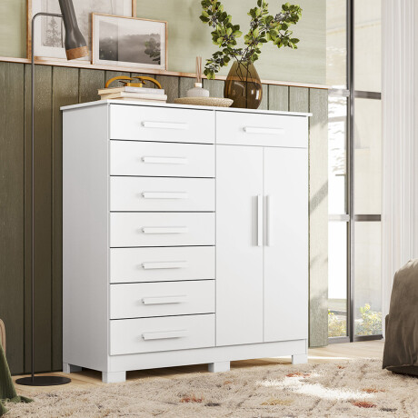 CÓMODA CAJONERA GUARDARROPA 8 CAJONES 2 PUERTAS BLANCO