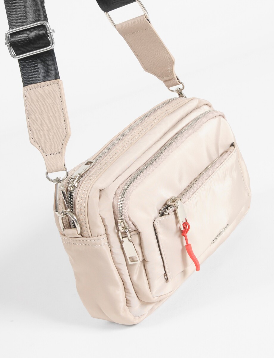 Bandolera zipper bolsillos - beige 