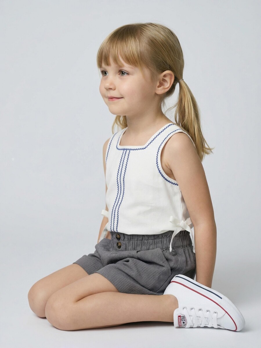 Camiseta Con Lazos Blanco