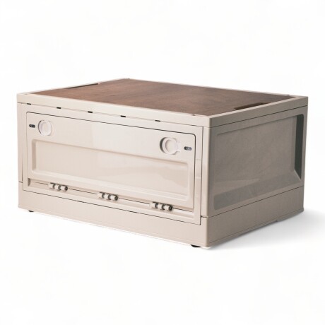 Caja Pp Organizadora Plegable Y Apilable Con Tapa De Mdf Sin Color