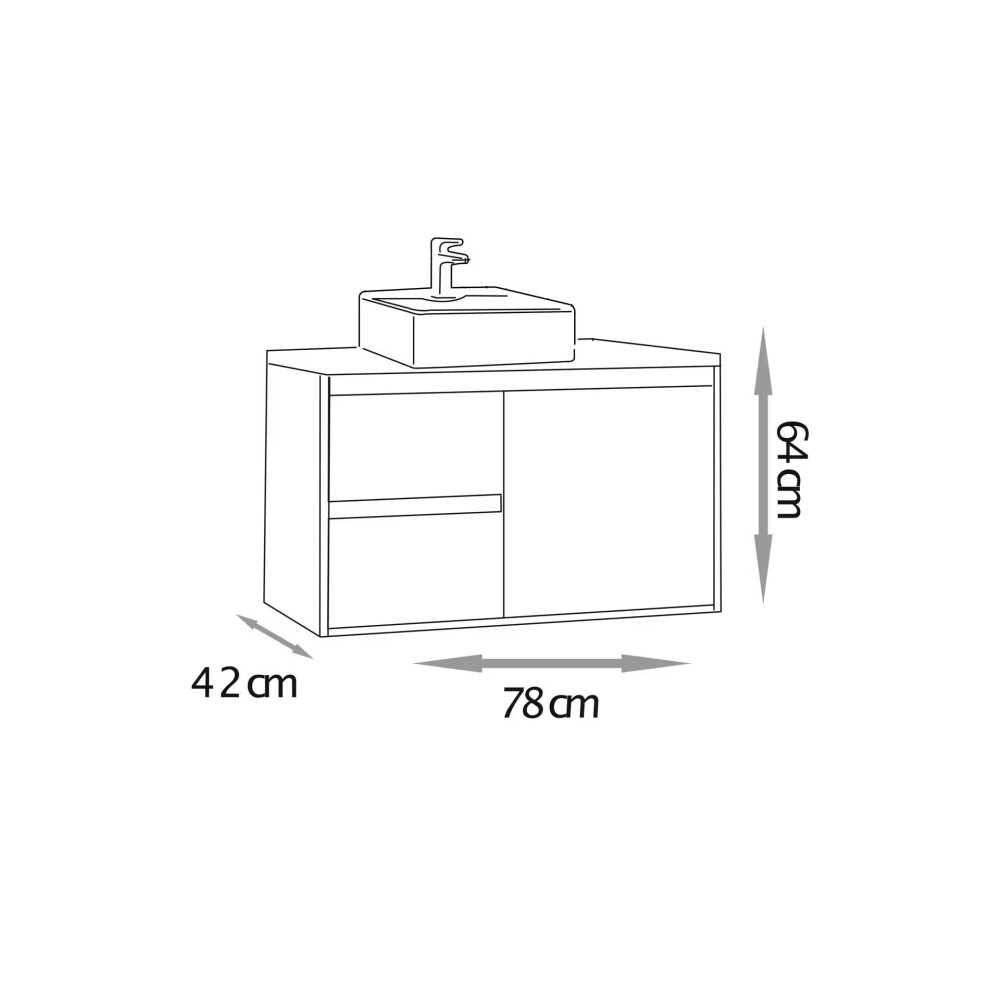 Mueble de baño suspendido Nicole catedral 78cm sin bacha Mueble De Baño Suspendido Nicole Catedral 78cm Sin Bacha