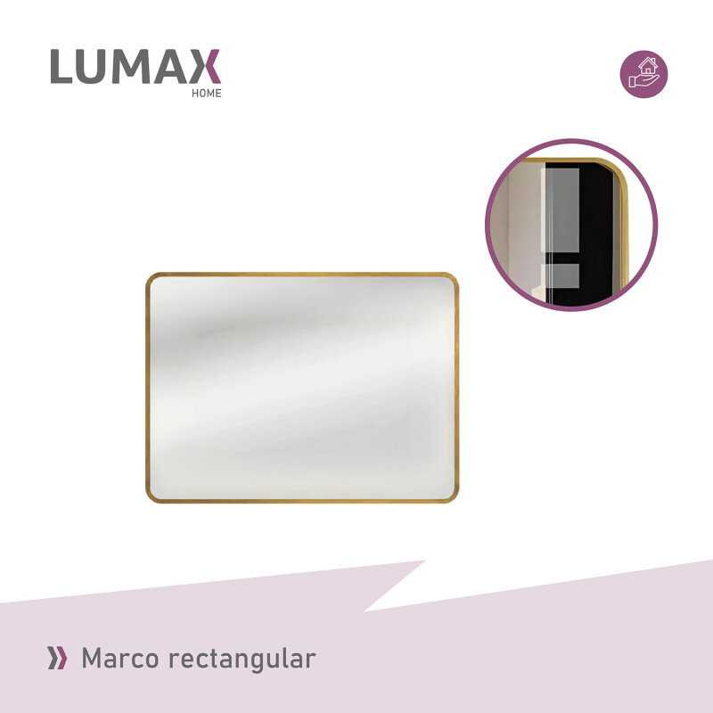 Espejo Horizontal Lumax Xindi Marco Rectangular 90 x 70cm Dorado