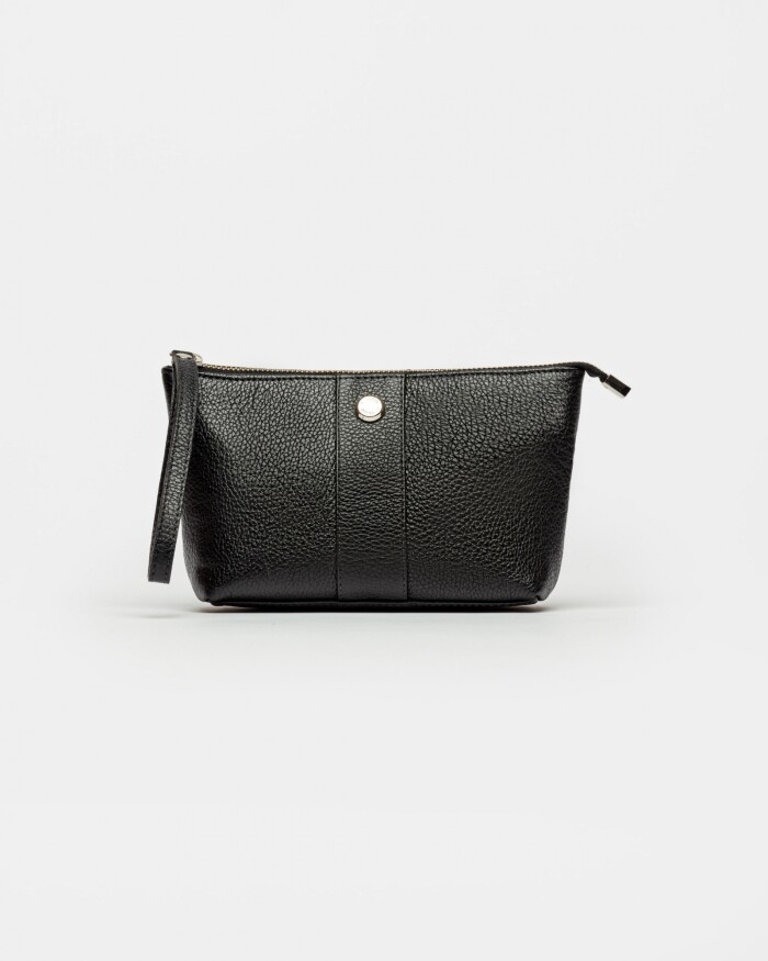 Porta Cosméticos Belle En Cuero Graneado Negro