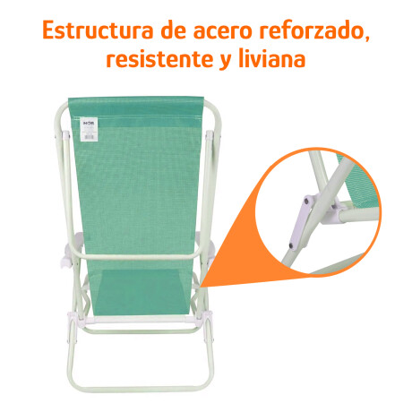 Kit 2 Reposeras Reclinables 8 Posiciones Acero Mor Sannet Verde