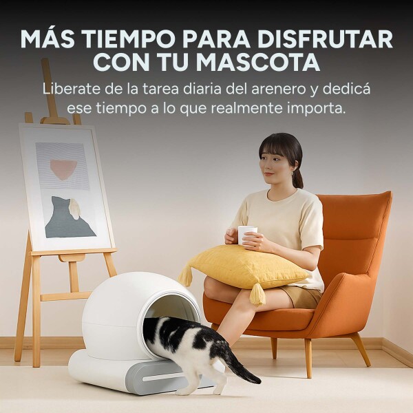 Arenero Sanitario Inteligente Gato Autolimpiante Wifi Remoto Color Blanco Gris