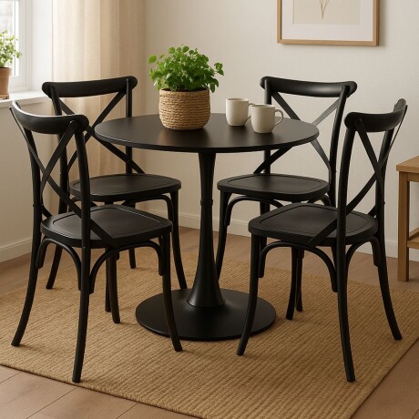 Juego De Comedor 4 Sillas Vienesas + Mesa Tulip Negro