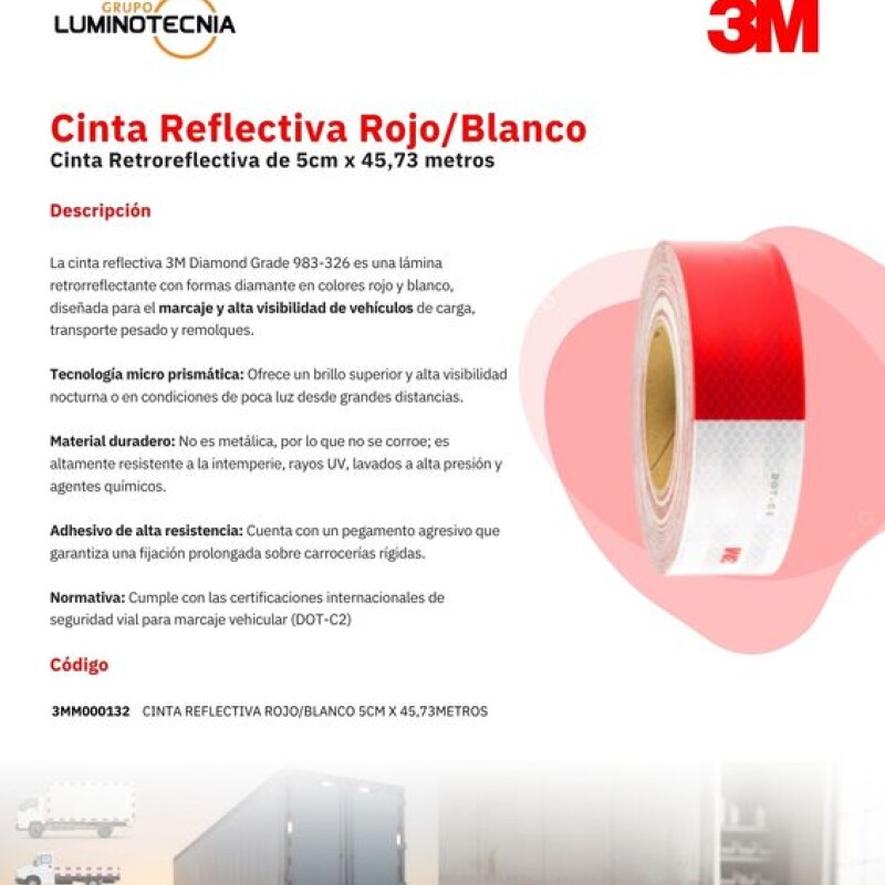 CINTA REFLECTIVA ROJO/BLANCO (5 CM X 45,73 MTS) - 3M CINTA REFLECTIVA ROJO/BLANCO (5 CM X 45,73 MTS) - 3M