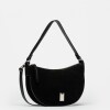 Cartera al Hombro Lua En Cuero Gamuza Negro