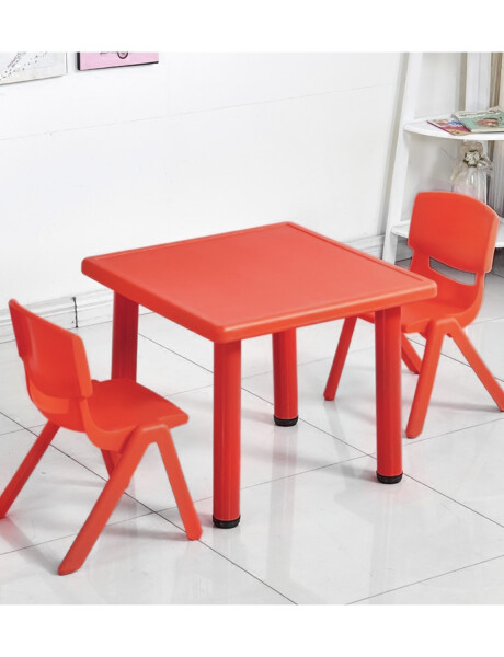 Mesa Cuadrada de Plástico y Metal para Niños 60x60cm Rojo