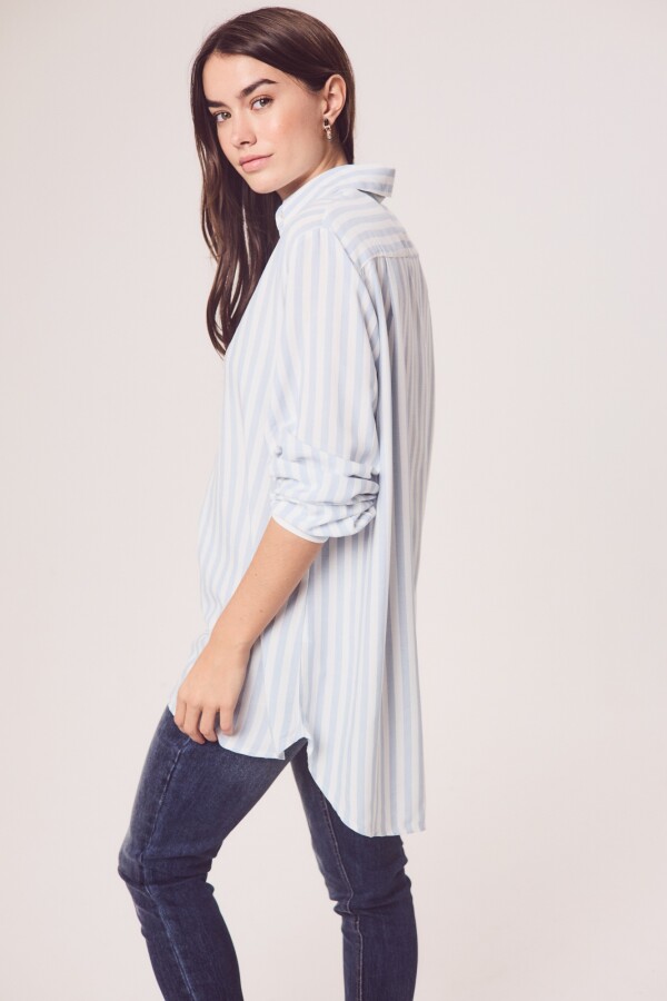 Blusa Rayas Celeste