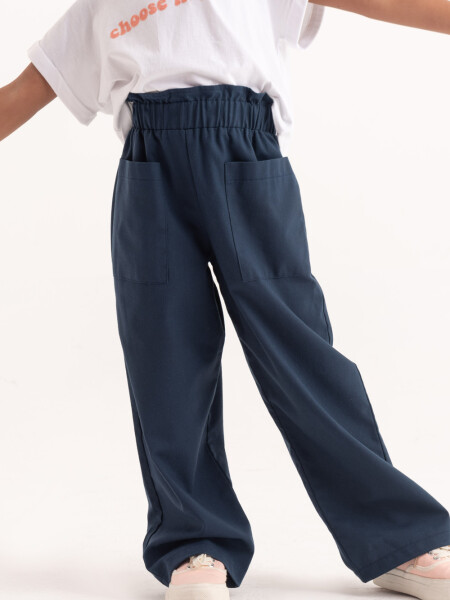 Pantalón ancho liso Azul
