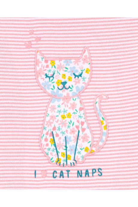 Pijama 4 Piezas Floreado/Gato Algodón 0