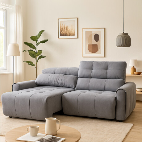 Sofá Palermo (Reclinable) - Tela Microfibra - 2 cuerpos 12074 (Gris)