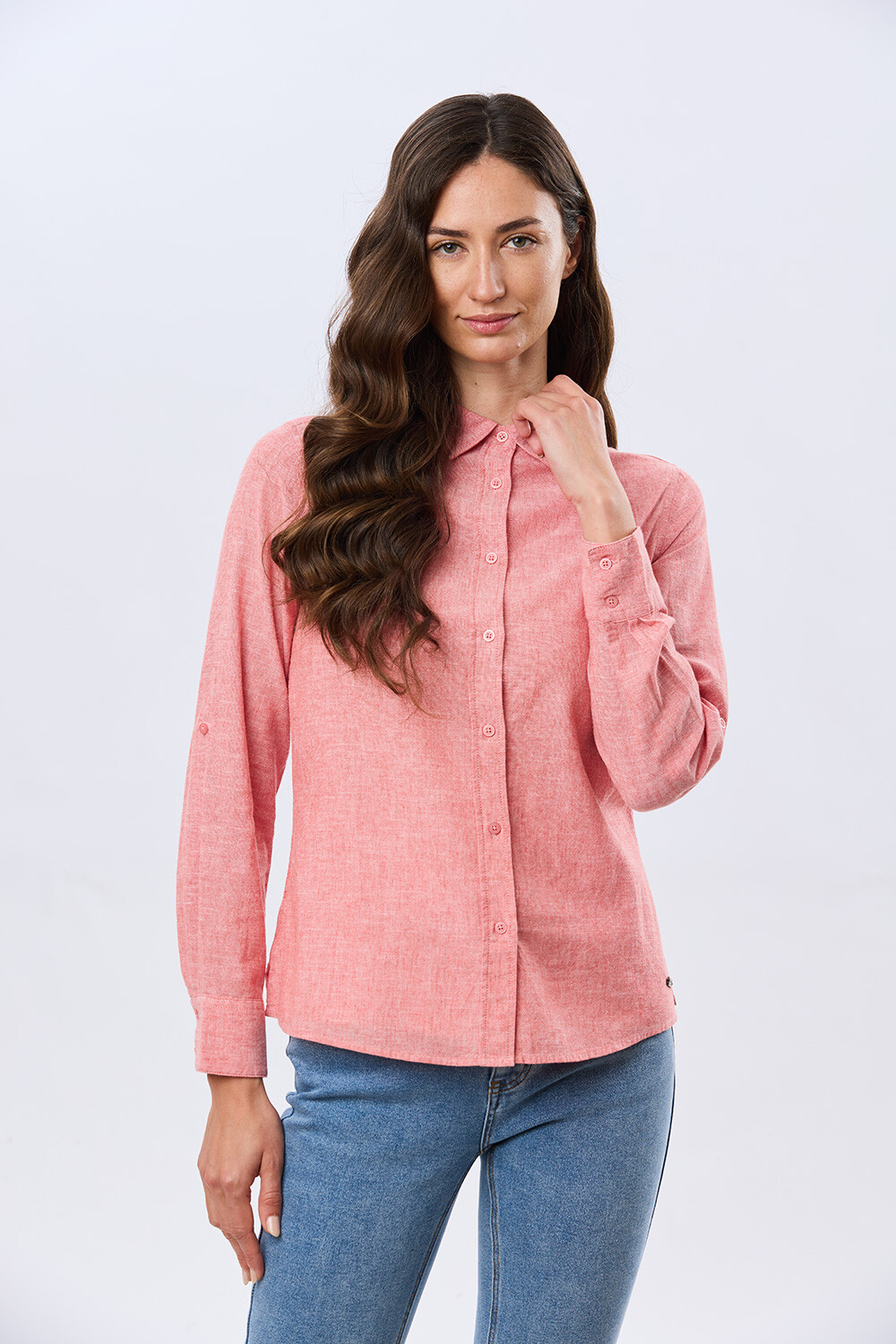 CAMISA LISA DE LINO Ladrillo