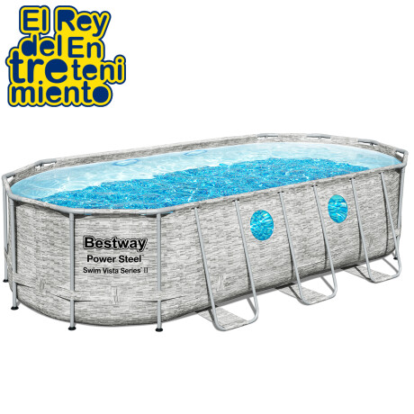 Piscina Bestway Rattan 13430 L + Bomba + Regalos Gris